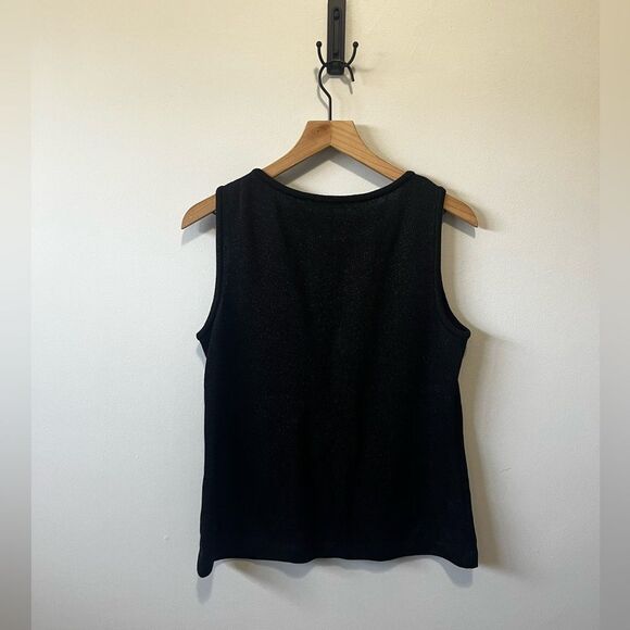ST. JOHN Black Wool Blend Sleeveless Tank Sweater Top M - Picture 5 of 7